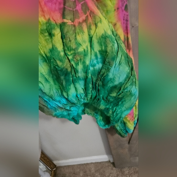 Hand Dyed Bohemian Hippie Tie-Dye Harem Jumpsuit. Multi. O/S NWT - Picture 10 of 15